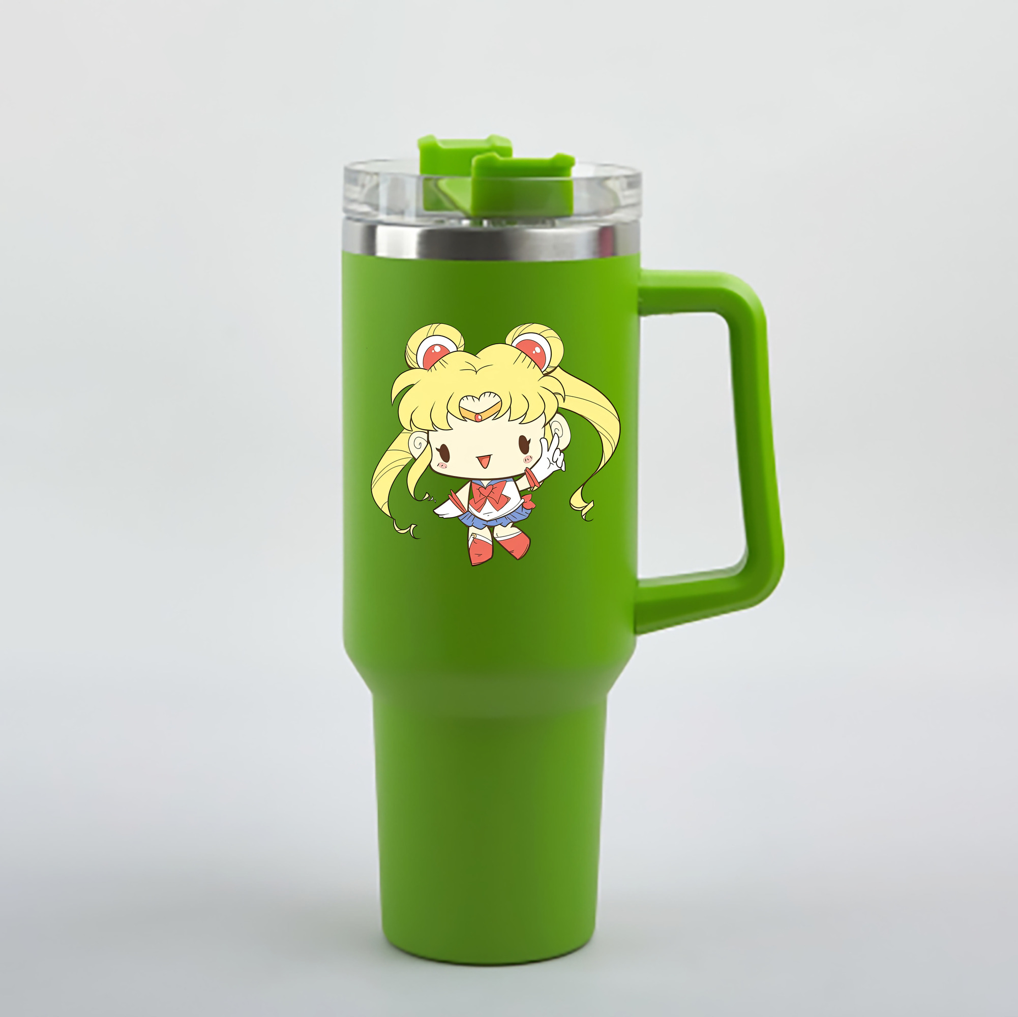（画像用） 美少女戦士セーラームーン 月野 うさぎ つきの うさぎ Sailor Moon Tsukino Usagi 1200mL車用タンブラー - クリスタルステッカー（プラスチックストロー付き）